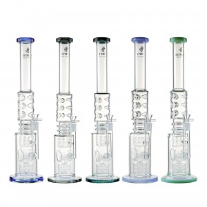 21.7" High Point Glass - Double Art Donut Perc Water Pipe [WPA-42]