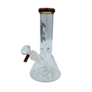 8" "Indigo" Beaker With Ice pinch Colored Mouthpiece [ID3808]