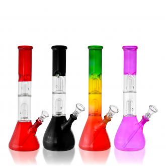 12'' 2 Dome Perc Colored Water Pipe [JA51]