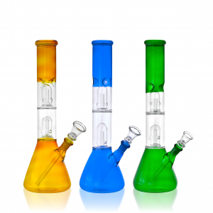 12'' 2 Dome Perc Colored Water Pipe [JA51]