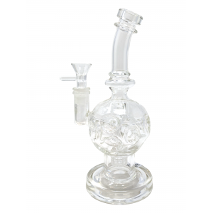 8" Clear Glass Fab Egg with Showerhead Perc Water Pipe Rig - [JD767]
