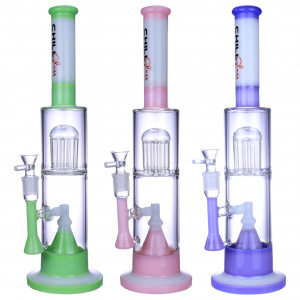 Chill Glass - 17" 5mm Dual Chamber Perc Straight Water Pipe