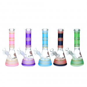 Chill Glass - 10.5" Glitter Bands Beaker Bong