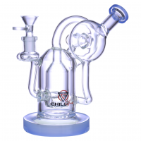 Chill Glass - 7.5" Green Accents Recycler Water Pipe