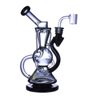 Chill Glass - 9" Intricate Design Angled Neck Vortex Recycler Dab Rig