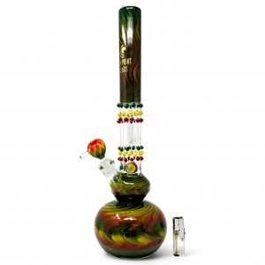 High Point Glass - 22.5" USA Blown  9mm  Multi Marble Outside Art Work Water Pipe - [L-86]