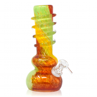 8" Double Bubble With Rings Soft Glass Waterpipes [L0301G]