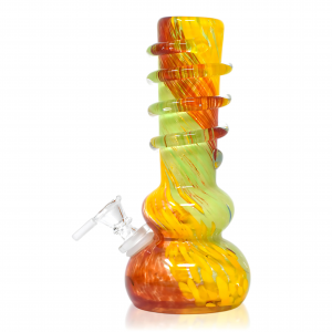 8" Double Bubble With Rings Soft Glass Waterpipes [L0301G]