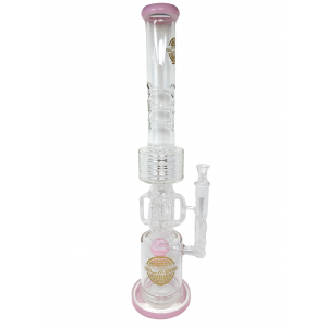 22" On Point Glass Assorted Multi Perc Recycler with Ice Catchers Water Pipe - [LK-8]