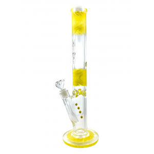 Linea Glass - 18" USA Blown 9mm Marble Straight Water Pipe - Yellow [LNA02]