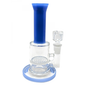 7" Colored Neck W/ Honeycomb Perc Water Pipe - [9002]