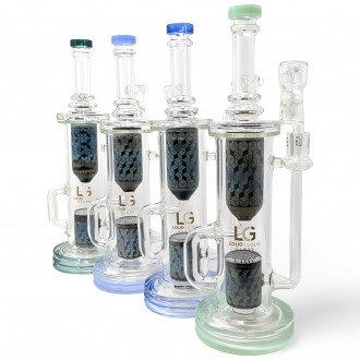 Loud Cloud - 14" Geo Chic Vibrant Pattern Play Honeycomb Perc W/ Quartz Banger Water Pipe - [FO-149]