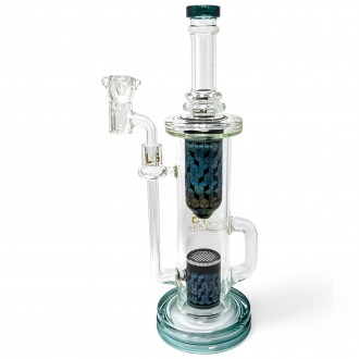 Loud Cloud - 14" Geo Chic Vibrant Pattern Play Honeycomb Perc W/ Quartz Banger Water Pipe - [FO-149]