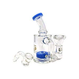 6" Loud Cloud Glass Showerhead Perc Cylinder Water Pipe with Bowl & Banger - [SI-101]