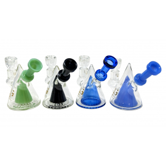 5" Loud Cloud Glass Pyramid Perc Water Pipe with Bowl & Banger - [SI-102]