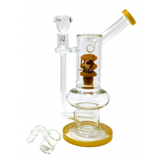 9" Loud Cloud Glass Triple Matrix Perc W/ Single Honeycomb Perc Water Pipe W/ Banger - [TE-107]