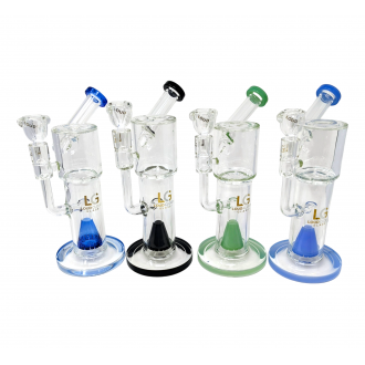 9" Loud Cloud Glass Side Carb Tornado Perc Water Pipe W/ Banger - [TE-108]