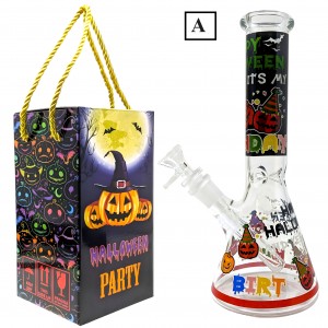 10" "Trick Or Treat Yourself" Halloween Theme Beaker Water Pipe - A [MB1434]