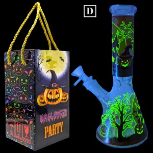 10" "Trick Or Treat Yourself" Halloween Theme Beaker Water Pipe - A [MB1434]