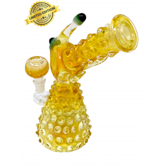 Gold Fumed One-Eyed Fish Multi Marble Water Pipe Rig - [NAP06]