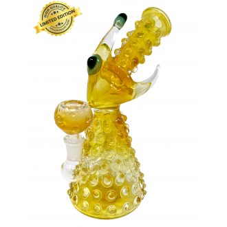 Gold Fumed One-Eyed Fish Multi Marble Water Pipe Rig - [NAP06]