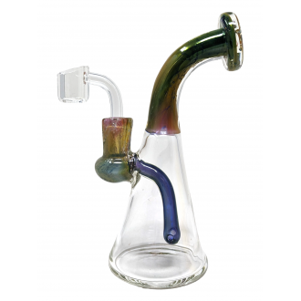 7'' Mini Gold & Silver Fumed Cone Water Pipe Rig - [AM259]