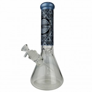 On Point Glass - 12" 7MM Logo Beaker Water Pipe 14MM Female - Gold [OPW-09] 