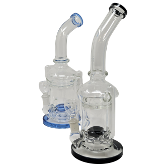 Mini Color Perc Dual Horn Cylinder Water Pipe - [M14]