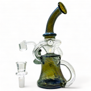 8" ElectroSwirl Art W/ 4mm Quartz Banger Recycler - [RC10]