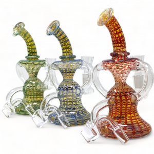 8" Lacework-Marvel Fumed Art W/ 4mm Quartz Banger Recycler - [RC11]