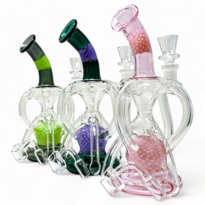 8" Creamy-Cacoon Ball Art W/ 4mm Quartz Banger Recycler - [RC2]