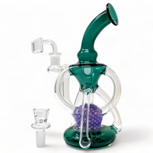 8" Lacto-Hexa-Sphere Art W/ 4mm Quartz Banger Recycler - [RC3]