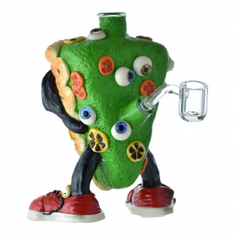 6.5" A Slice of Madness - Pepperoni Panic Water Pipe - Glow in the Dark