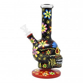 10.5" Sugar Skull Bloom - Smokin' Spirits Water Pipe