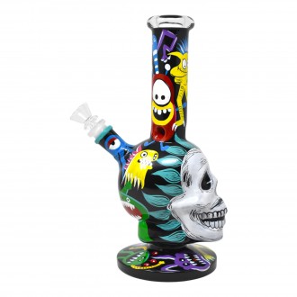 10.5" Monster Graphics Spooky Skull Water Pipe