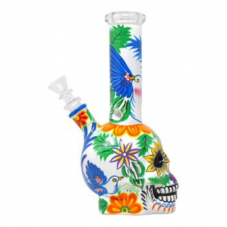 9" Sugar Skull Oasis - Tropical Water Pipe