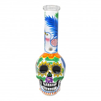 9" Sugar Skull Oasis - Tropical Water Pipe