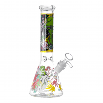 10" Leaf Me In Space Chill Alien Beaker Water Pipe - Glow in the Dark