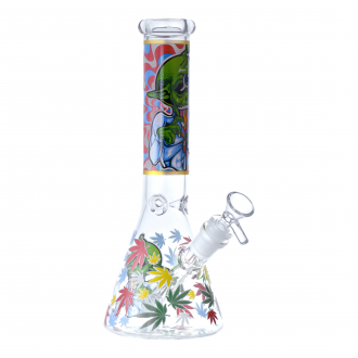 10" Trippy Alien Beaker Water Pipe - Glow in the Dark