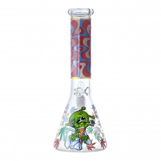 10" Trippy Alien Beaker Water Pipe - Glow in the Dark