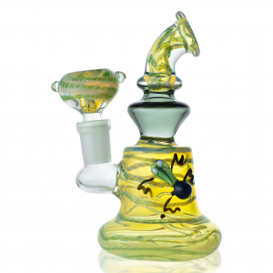 5.5" Gold Fumed Reptile Art Beaker Water Pipe - Assorted