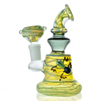 5.5" Gold Fumed Reptile Art Beaker Water Pipe - Assorted