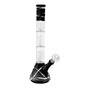 14" 3 Dome Perc Frosted Strip Art Water Pipe