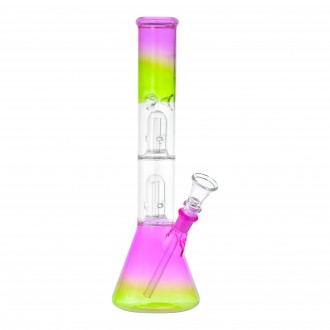 12" Double Dome Perc Multicolor Water Pipe - Assorted