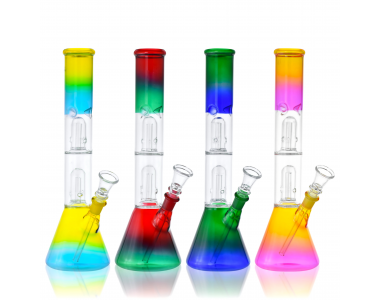 12" Double Dome Perc Multicolor Water Pipe - Assorted