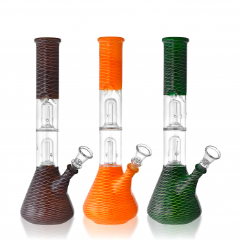 12'' 2 Dome Perc Colored Net Water Pipe - [RJA77]