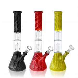 12'' 2 Dome Perc Colored Net Water Pipe - [RJA77]