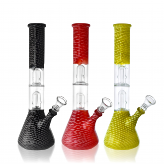 12'' 2 Dome Perc Colored Net Water Pipe - [RJA77]