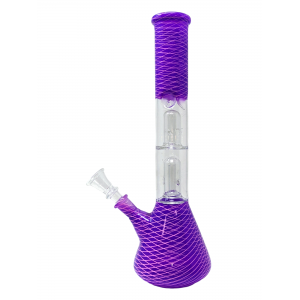 12'' 2 Dome Perc Colored Net Water Pipe - [RJA77]