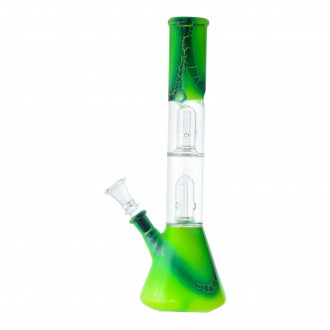 12" Assorted Color Serpentine Strokes Double Dome Beaker Water Pipe - [RJA99]